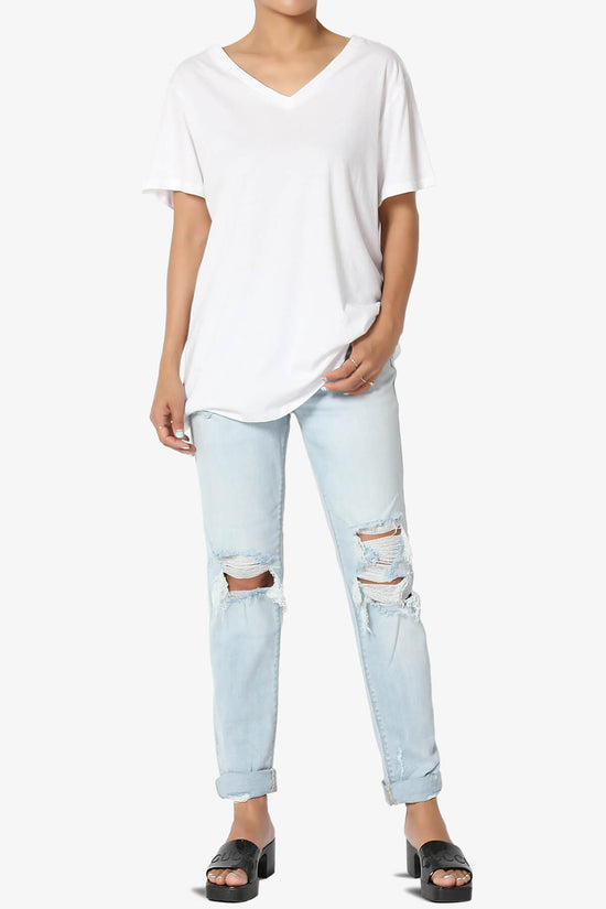 Mayra V-Neck Cotton Boyfriend Tee WHITE_6