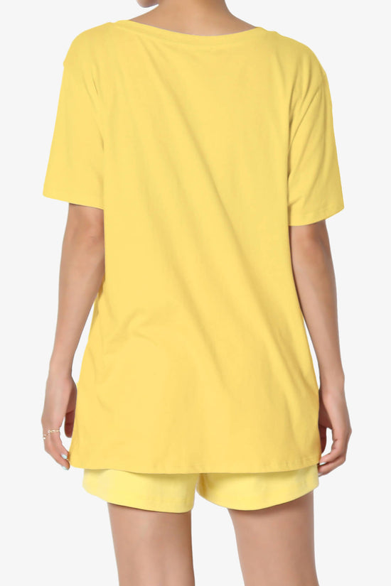Mayra V-Neck Cotton Boyfriend Tee YELLOW_2