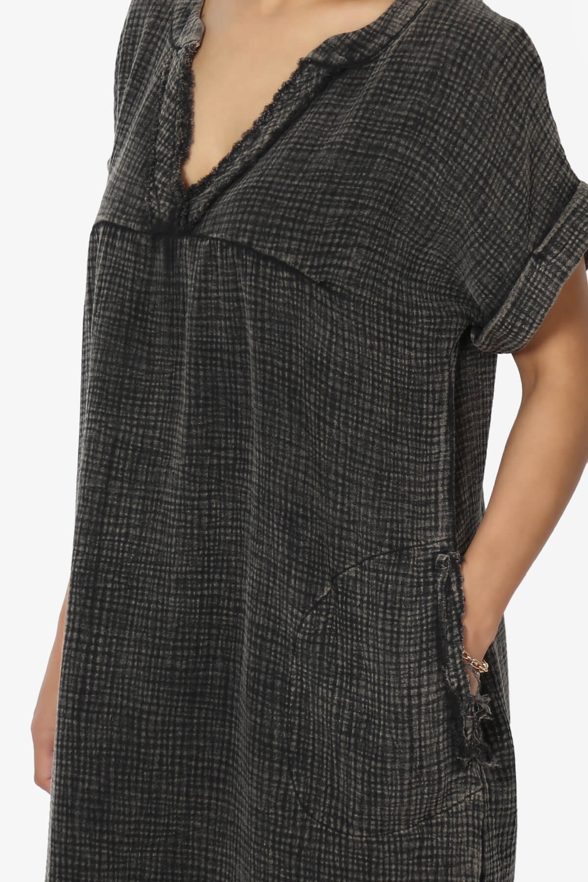 Milly Washed Gauze Babydoll Shift Mini Dress ASH BLACK_5