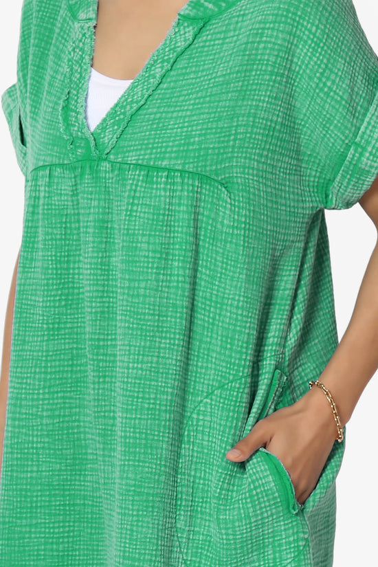 Milly Washed Gauze Babydoll Shift Mini Dress KELLY GREEN_5