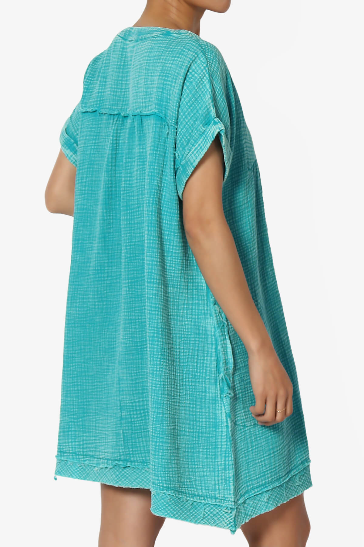 Milly Washed Gauze Babydoll Shift Mini Dress LT TEAL_4