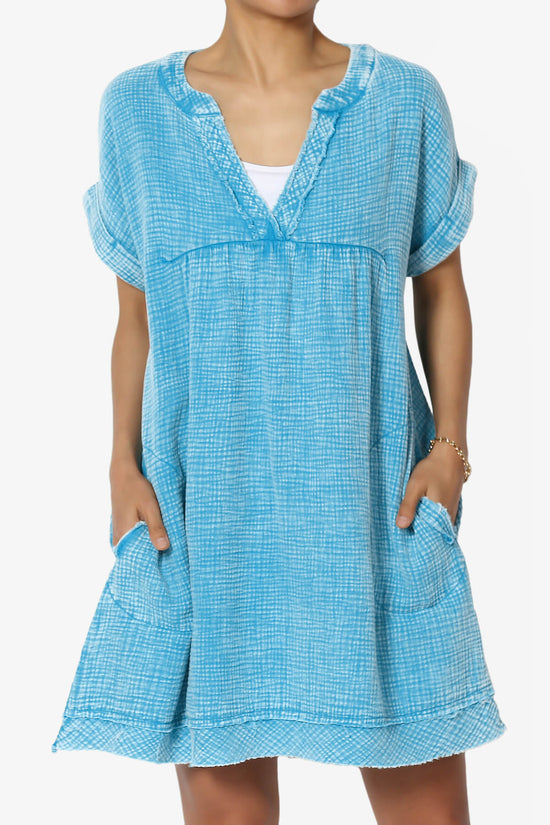 Milly Washed Gauze Babydoll Shift Mini Dress SKY_1