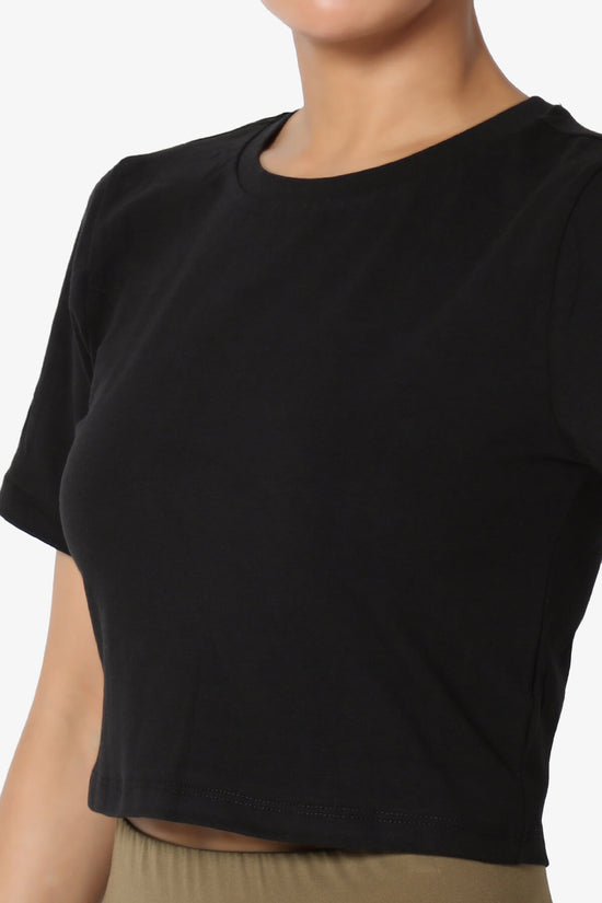 Moore Crew Neck Cotton Crop Tee BLACK_5
