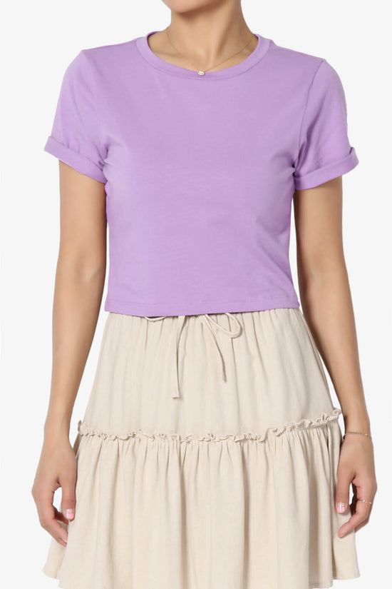 Moore Crew Neck Cotton Crop Tee BRIGHT LAVENDER_1