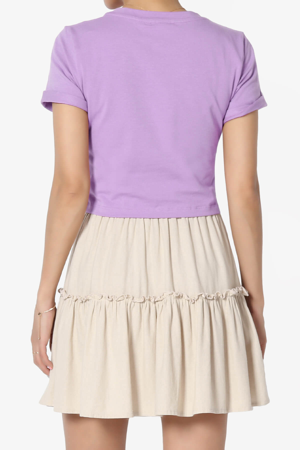 Moore Crew Neck Cotton Crop Tee BRIGHT LAVENDER_2
