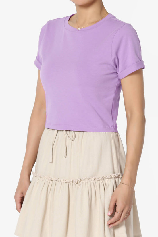 Moore Crew Neck Cotton Crop Tee BRIGHT LAVENDER_3