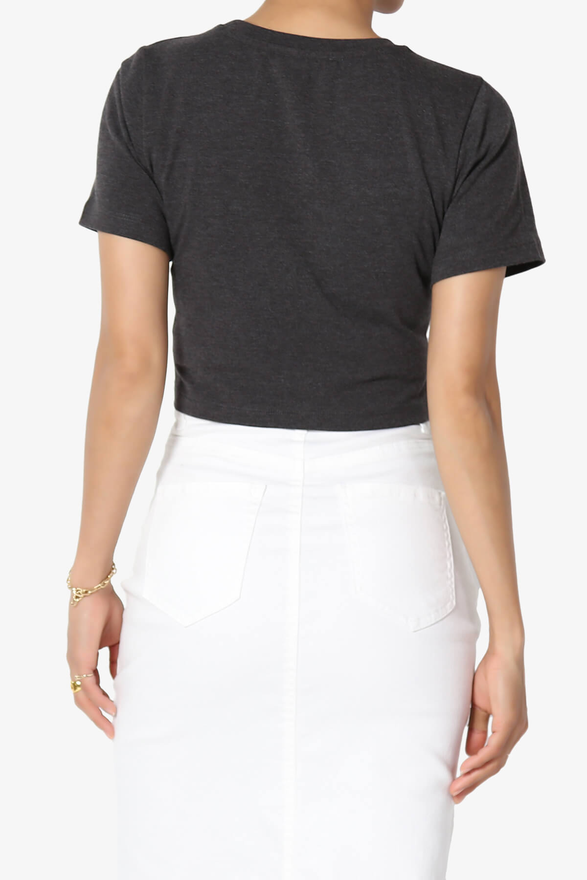 Moore Crew Neck Cotton Crop Tee CHARCOAL_2
