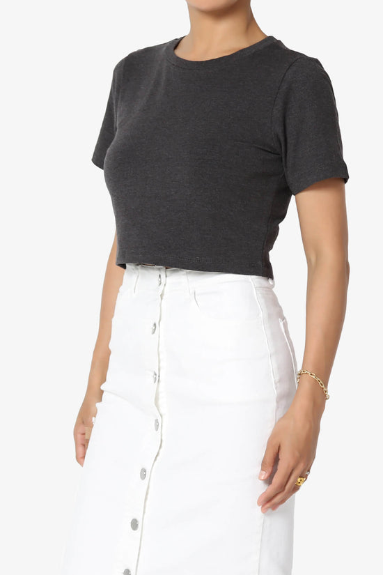 Moore Crew Neck Cotton Crop Tee CHARCOAL_3