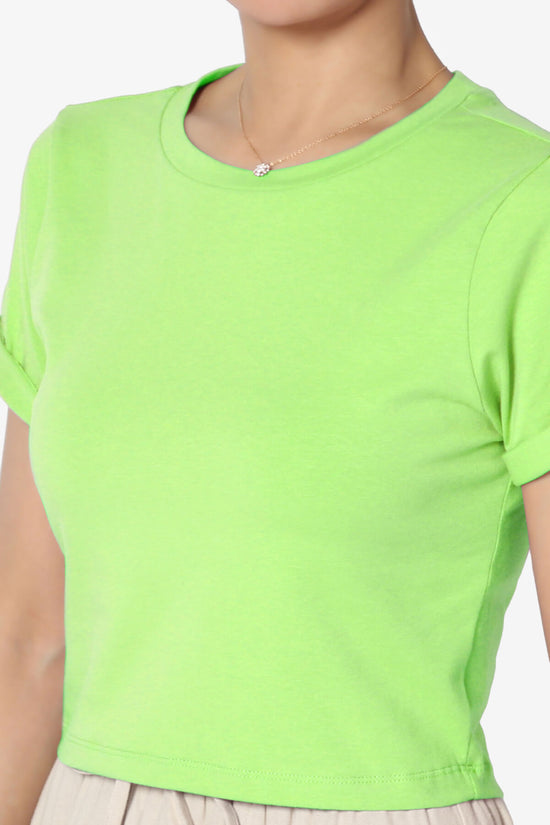 Moore Crew Neck Cotton Crop Tee GREEN_5