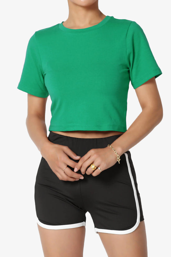 Moore Crew Neck Cotton Crop Tee KELLY GREEN_1