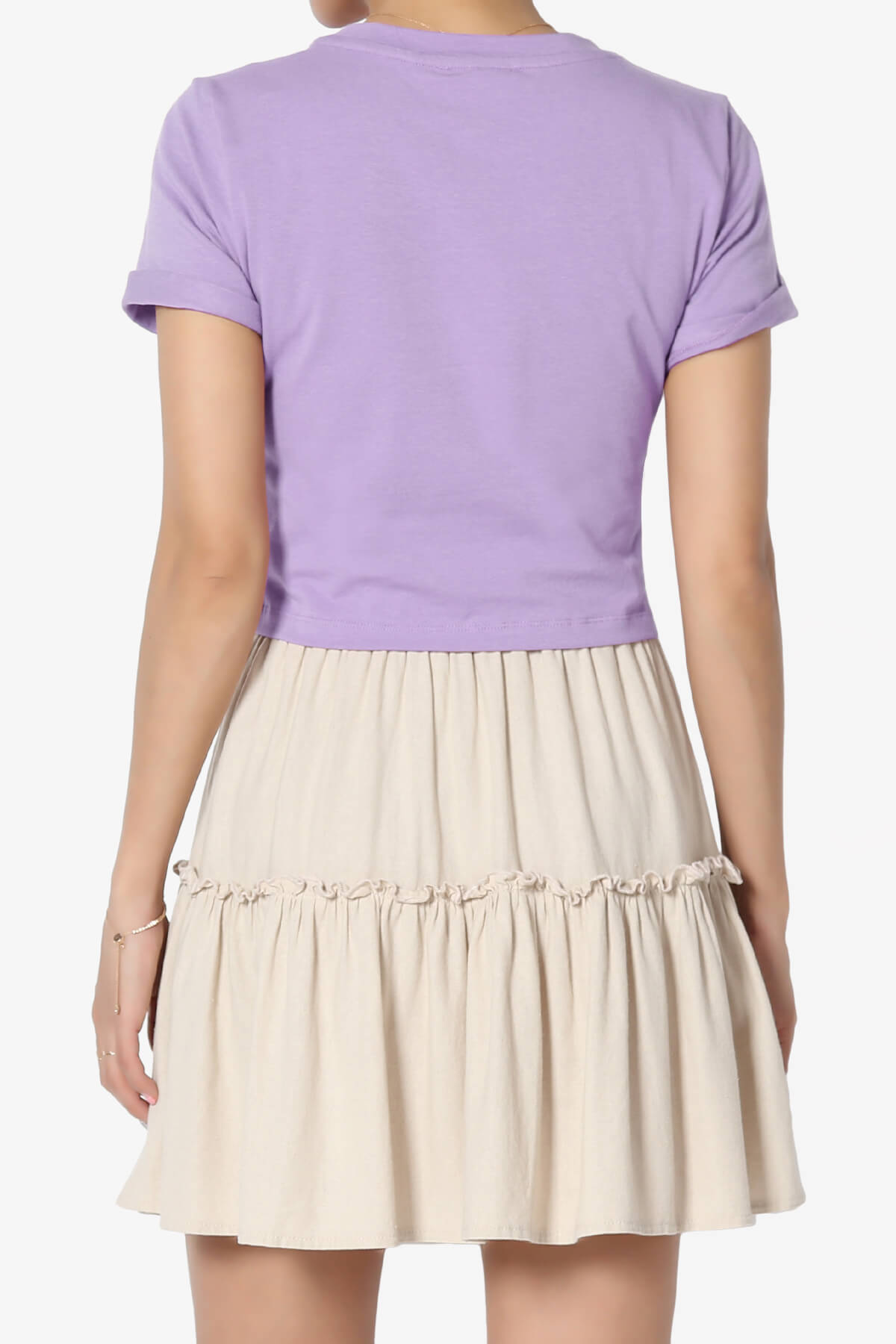 Moore Crew Neck Cotton Crop Tee LAVENDER_2