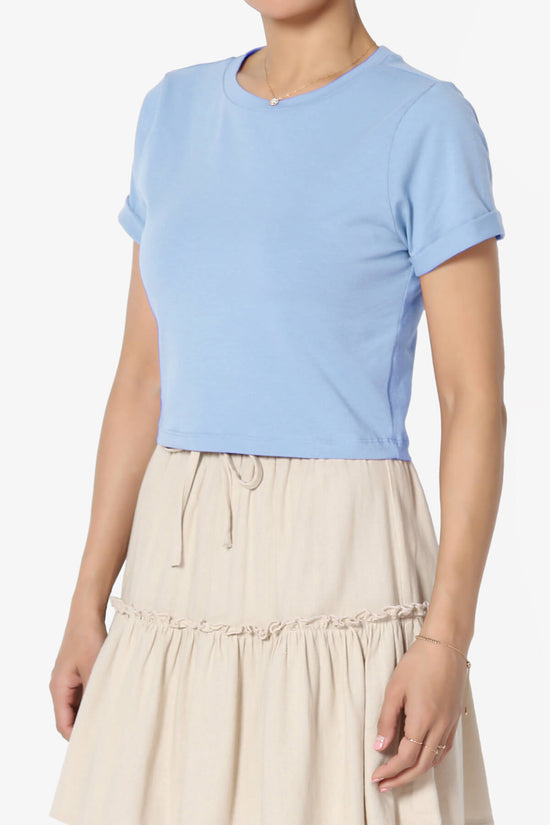 Moore Crew Neck Cotton Crop Tee LIGHT BLUE_3