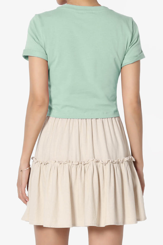 Moore Crew Neck Cotton Crop Tee LIGHT GREEN_2