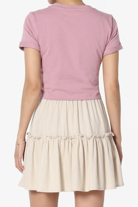 Moore Crew Neck Cotton Crop Tee LIGHT ROSE_2