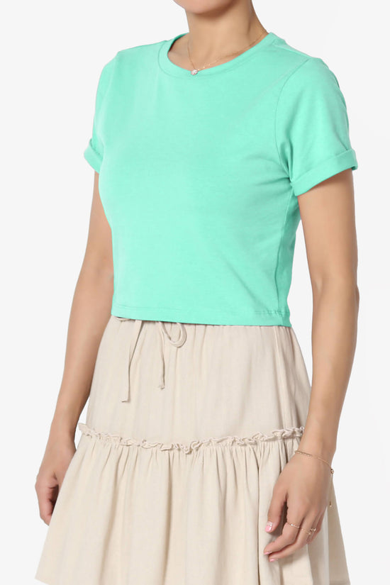 Moore Crew Neck Cotton Crop Tee MINT_3