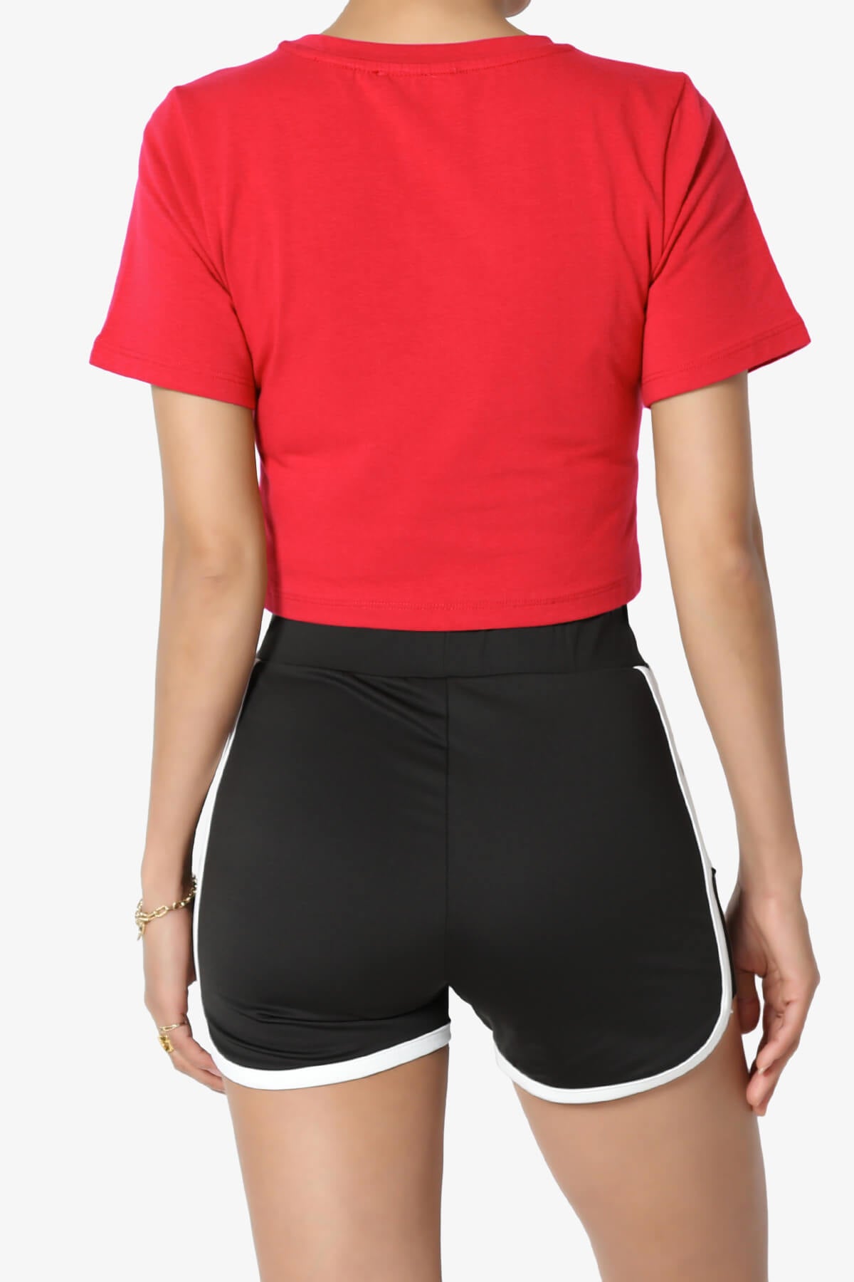 Moore Crew Neck Cotton Crop Tee RED_2