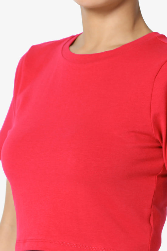 Moore Crew Neck Cotton Crop Tee RED_5