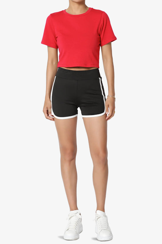 Moore Crew Neck Cotton Crop Tee RED_6