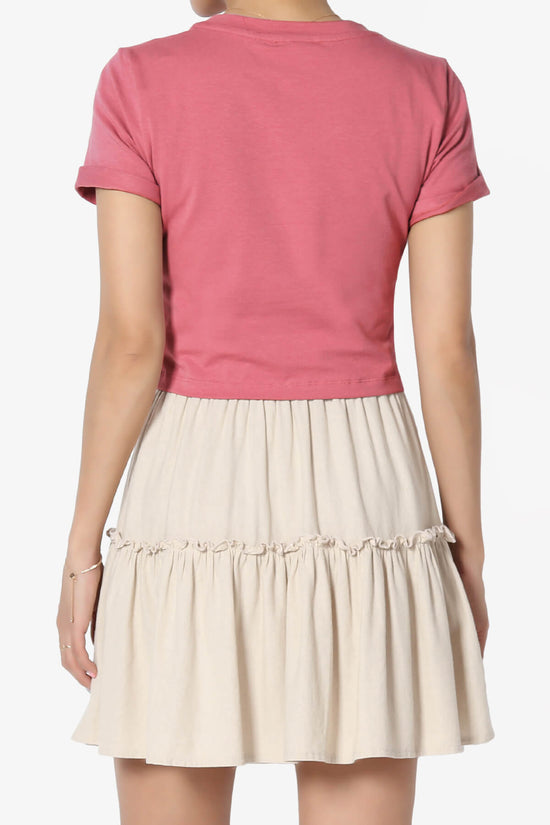 Moore Crew Neck Cotton Crop Tee ROSE_2