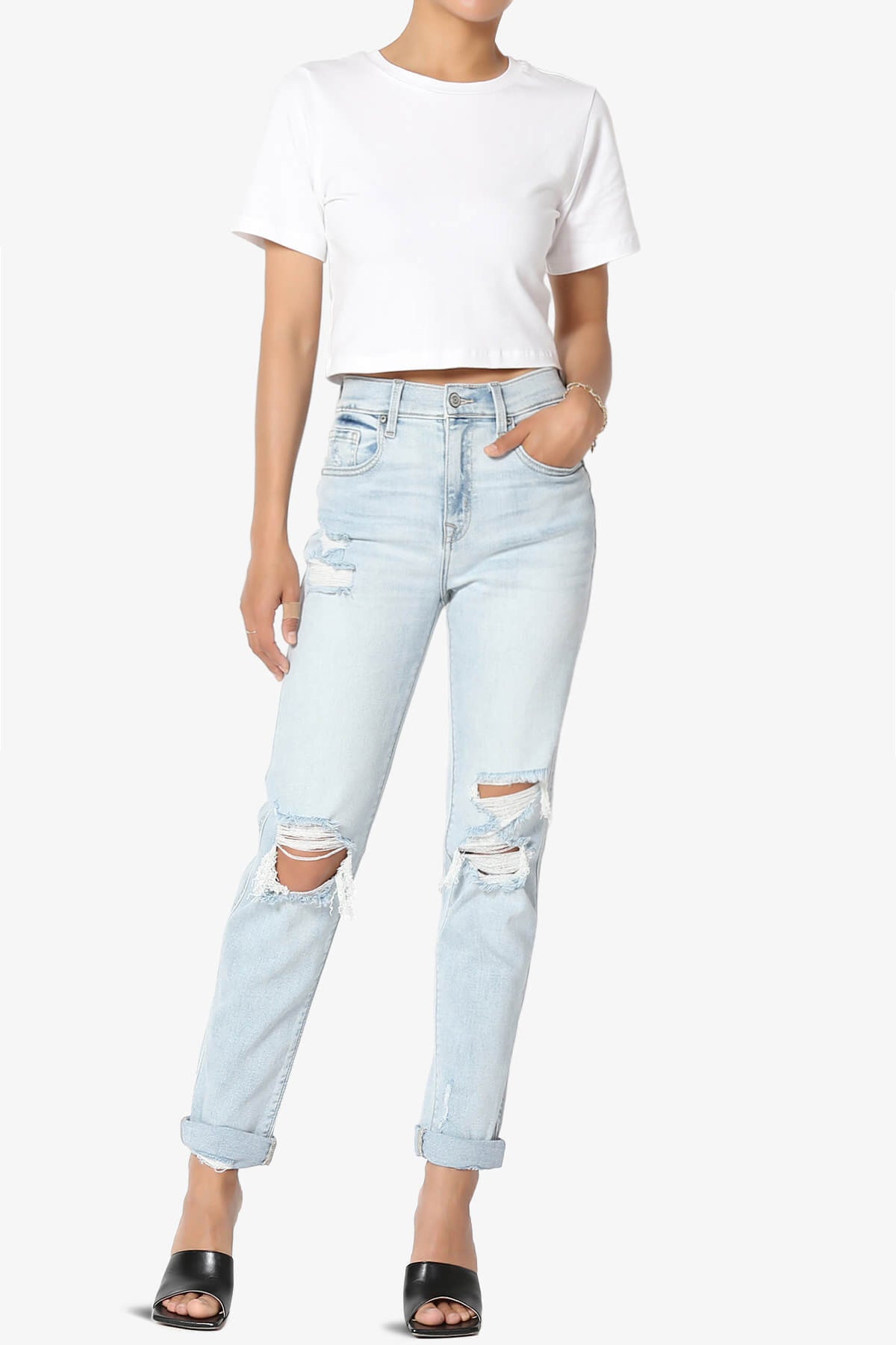 Moore Crew Neck Cotton Crop Tee WHITE_6