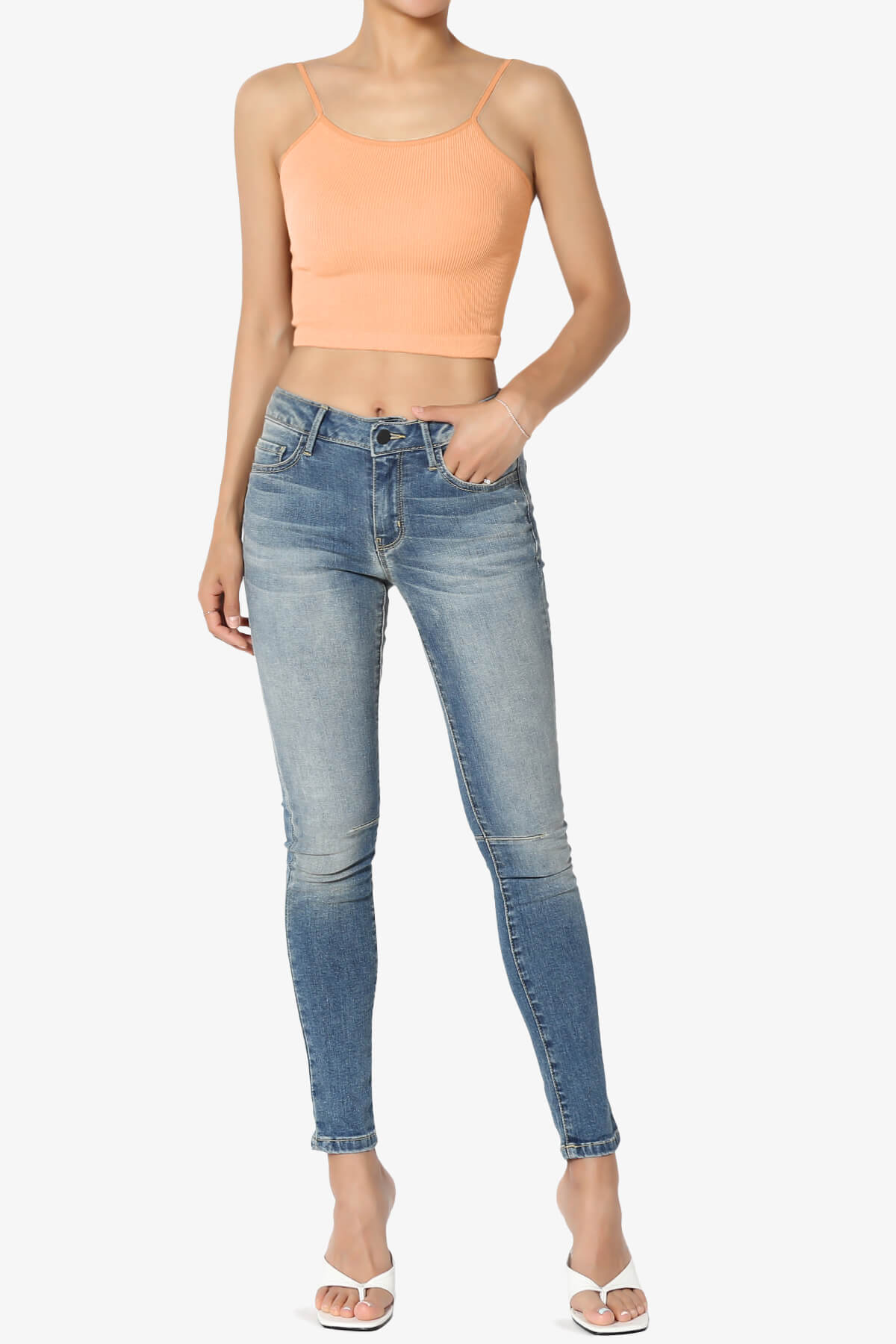 Nadeen Ribbed Seamless Crop Cami PEACH_6