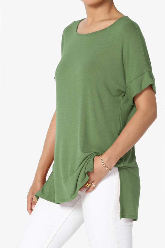 Poloma Modal Jersey Boat Neck Top ASH OLIVE_3