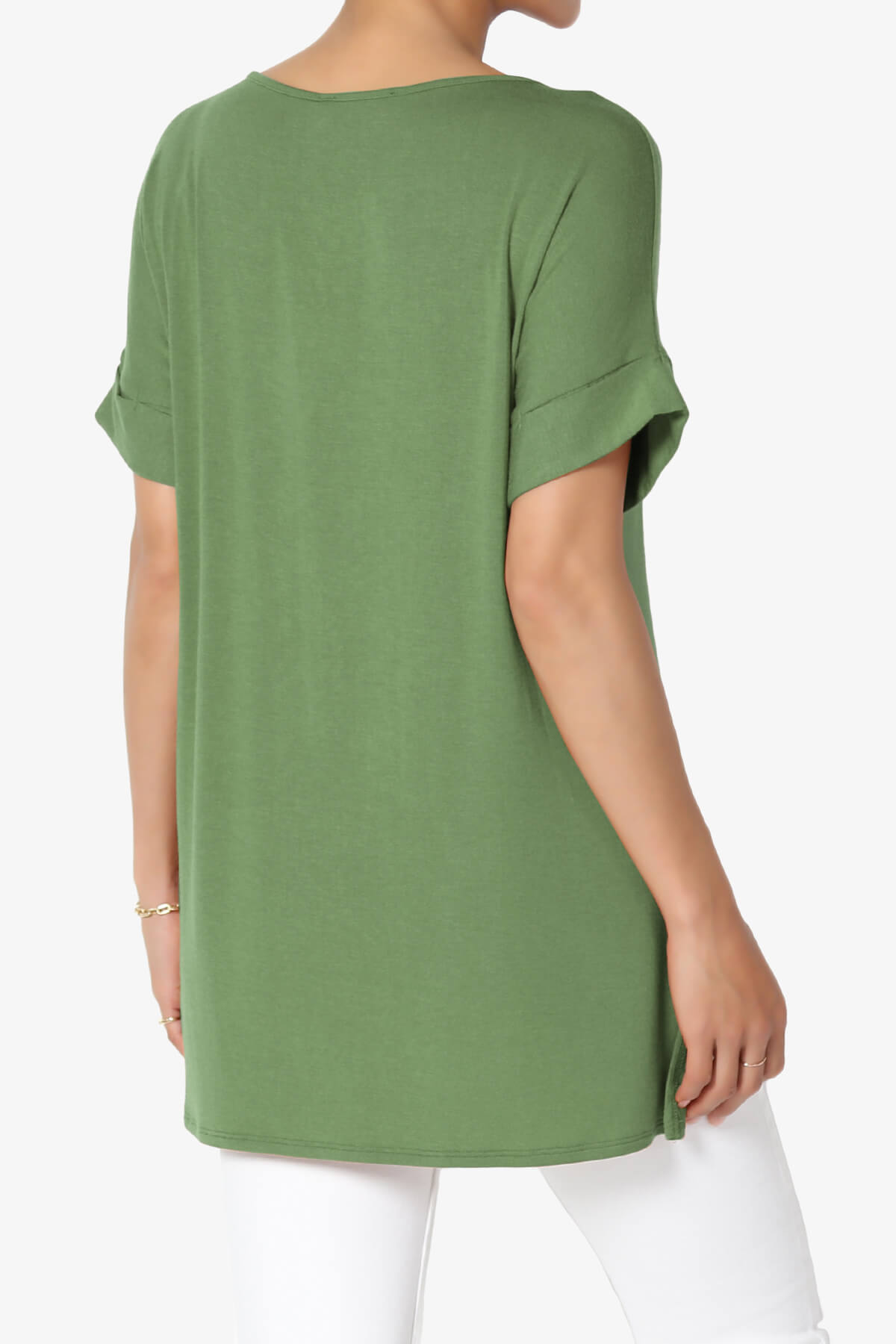 Poloma Modal Jersey Boat Neck Top ASH OLIVE_4