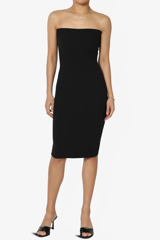 Rebecka Strapless Ribbed Bodycon Midi Dress BLACK_6