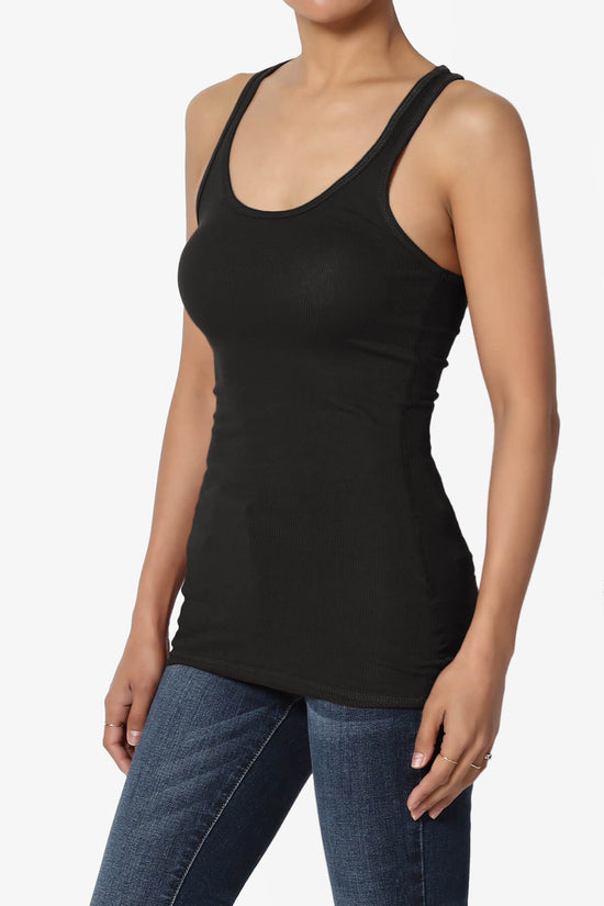 Roxie Racerback Ribbed Tank Top BLACK_3