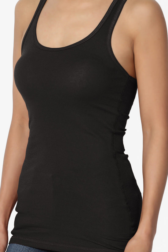 Roxie Racerback Ribbed Tank Top BLACK_5