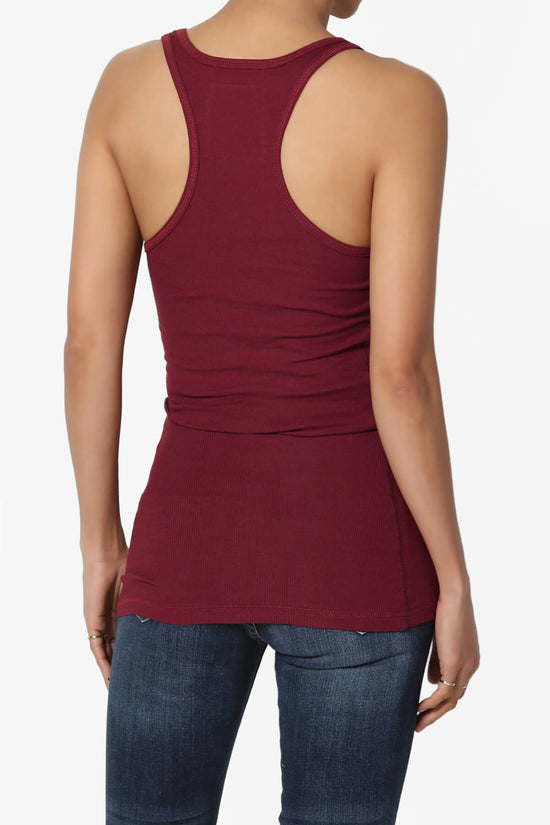 Roxie Racerback Ribbed Tank Top DARK BURGUNDY_2