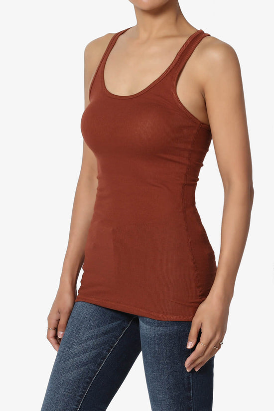 Roxie Racerback Ribbed Tank Top DARK RUST_3