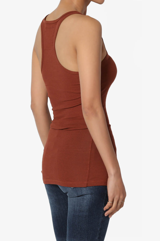 Roxie Racerback Ribbed Tank Top DARK RUST_4