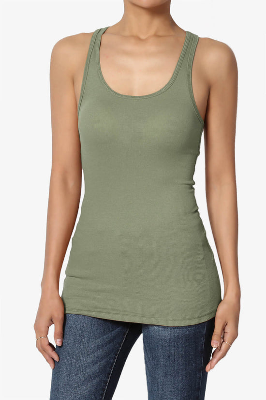Roxie Racerback Ribbed Tank Top DUSTY OLIVE_1