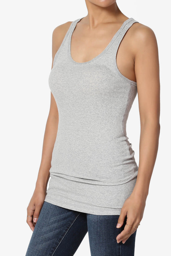 Roxie Racerback Ribbed Tank Top HEATHER GREY_3