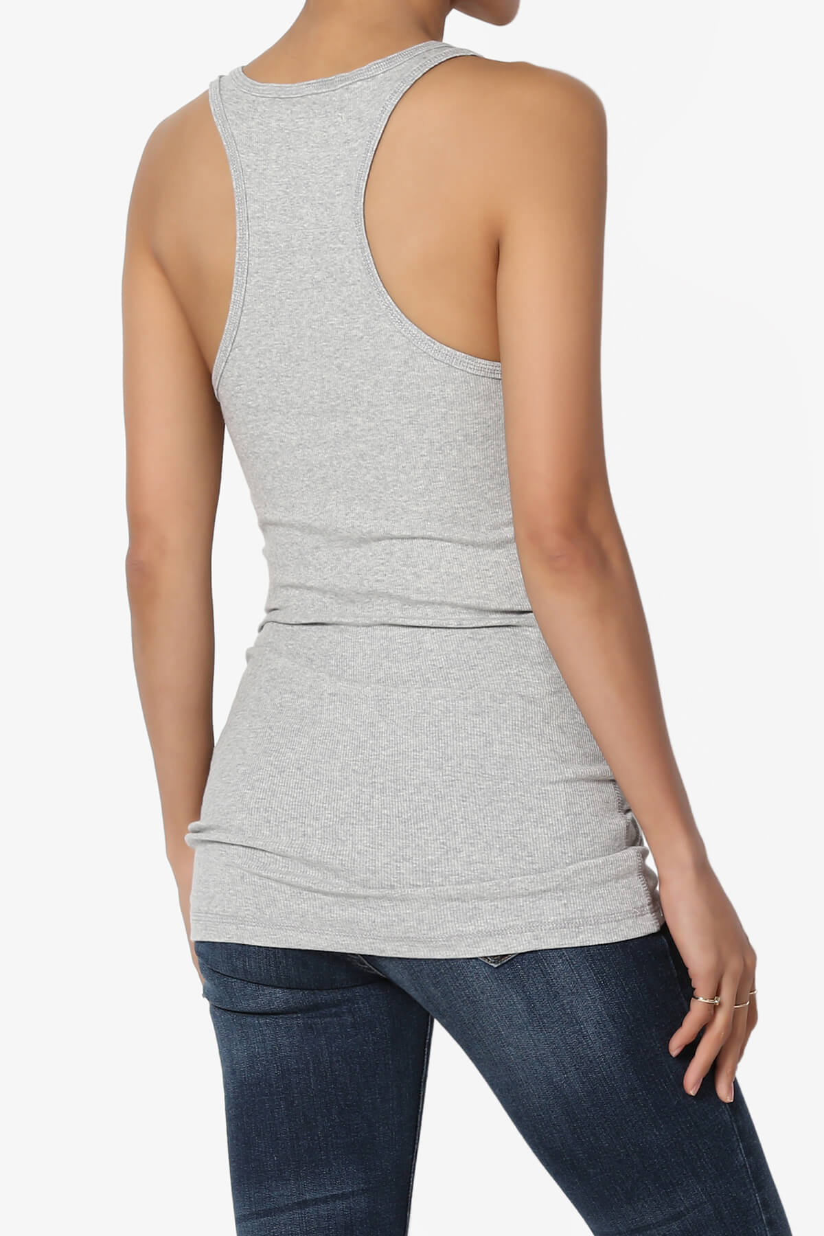 Roxie Racerback Ribbed Tank Top HEATHER GREY_4