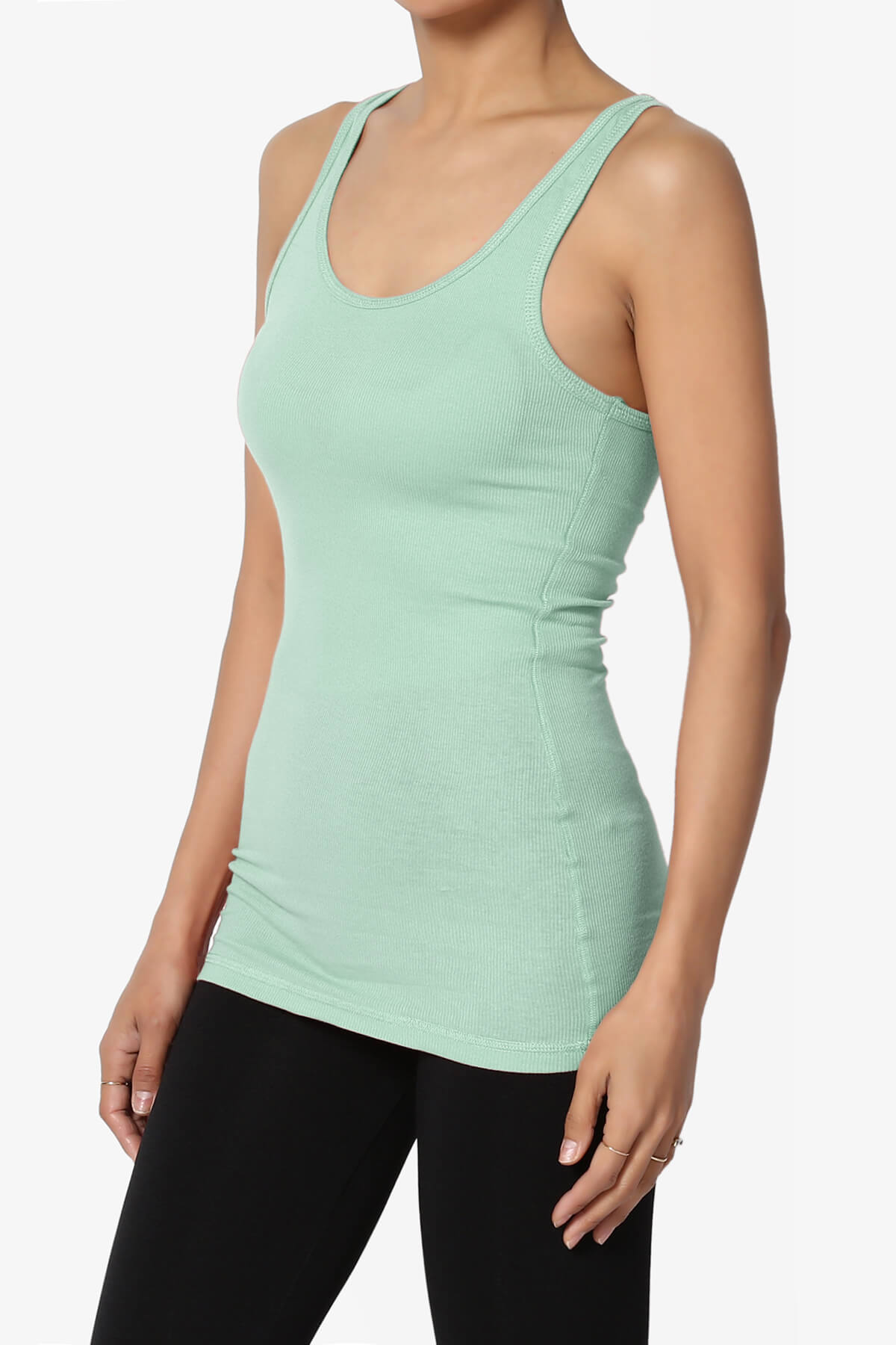 Roxie Racerback Ribbed Tank Top LIGHT GREEN_3