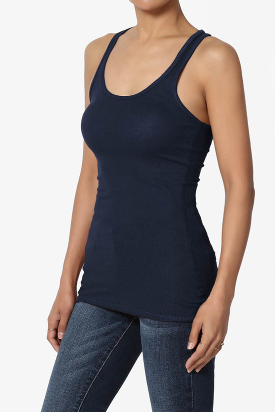 Roxie Racerback Ribbed Tank Top NAVY_3