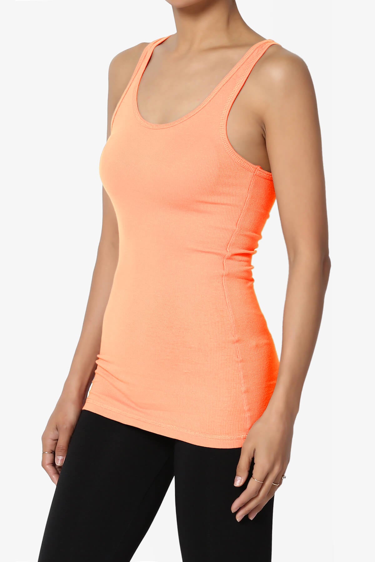 Roxie Racerback Ribbed Tank Top NEON CORAL_3