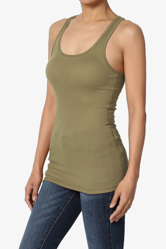 Roxie Racerback Ribbed Tank Top OLIVE KHAKI_3