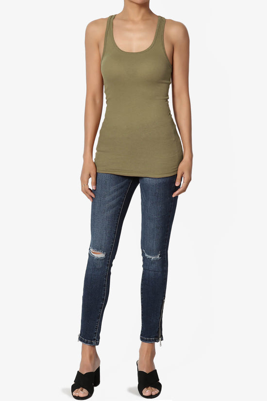 Roxie Racerback Ribbed Tank Top OLIVE KHAKI_6