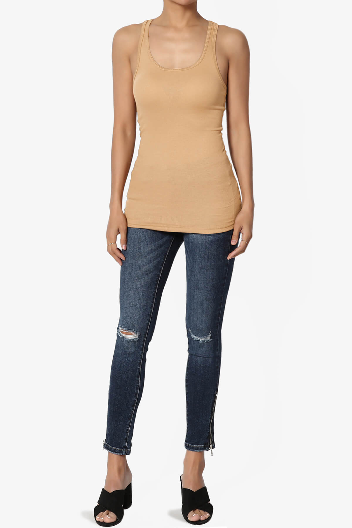 Roxie Racerback Ribbed Tank Top TAN_6