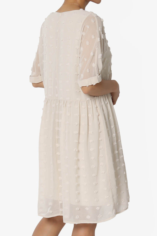 Sandra Swiss Dot Short Sleeve Babydoll Dress SAND BEIGE_4