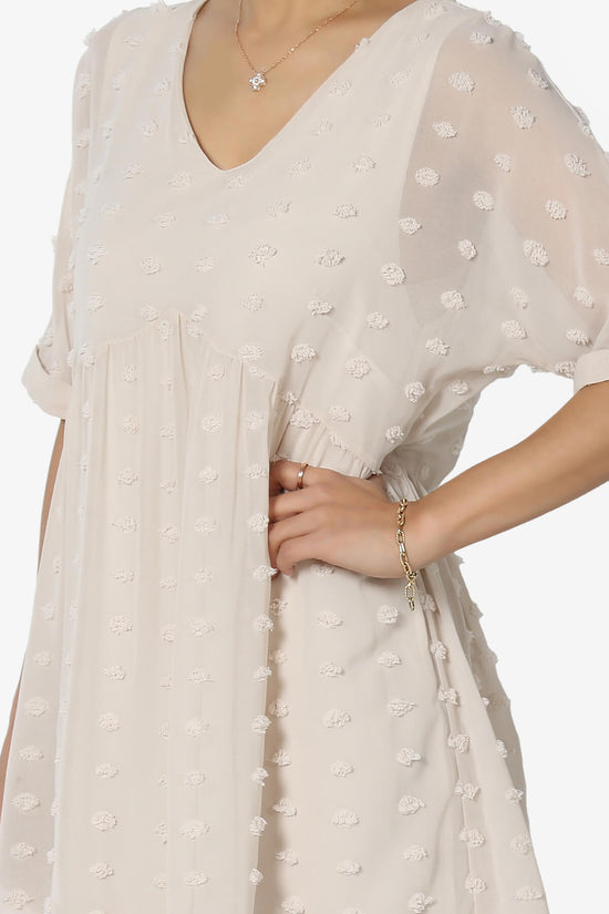 Sandra Swiss Dot Short Sleeve Babydoll Dress SAND BEIGE_5