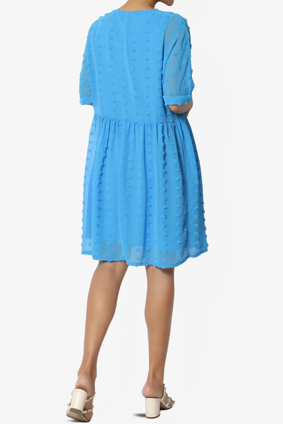 Sandra Swiss Dot Short Sleeve Babydoll Dress SKY_2