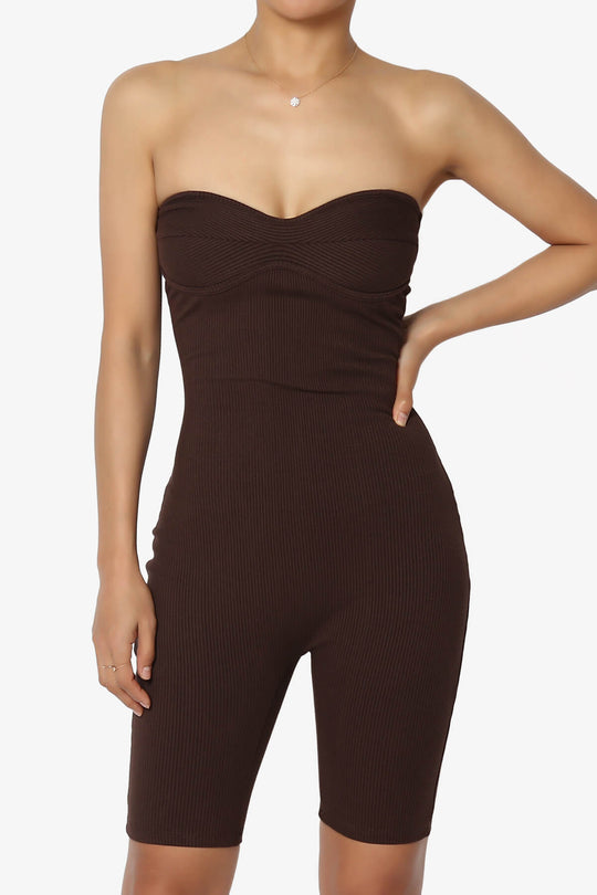 Santana Strapless Ribbed Romper