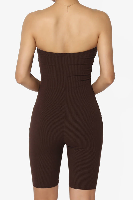 Santana Strapless Ribbed Romper BROWN_2