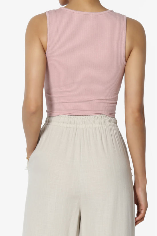 Santana Twist Front Crop Tank Top LIGHT PINK_2