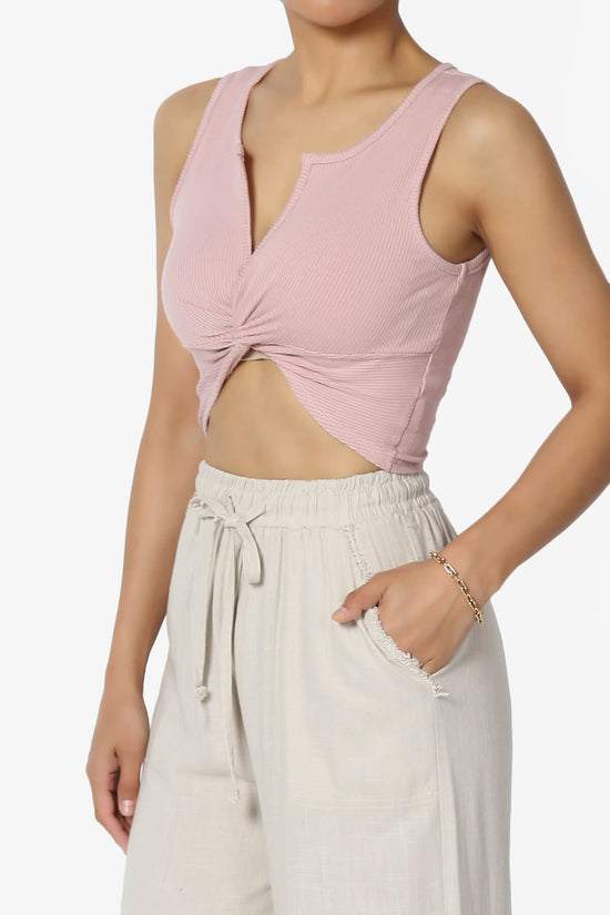 Santana Twist Front Crop Tank Top LIGHT PINK_3