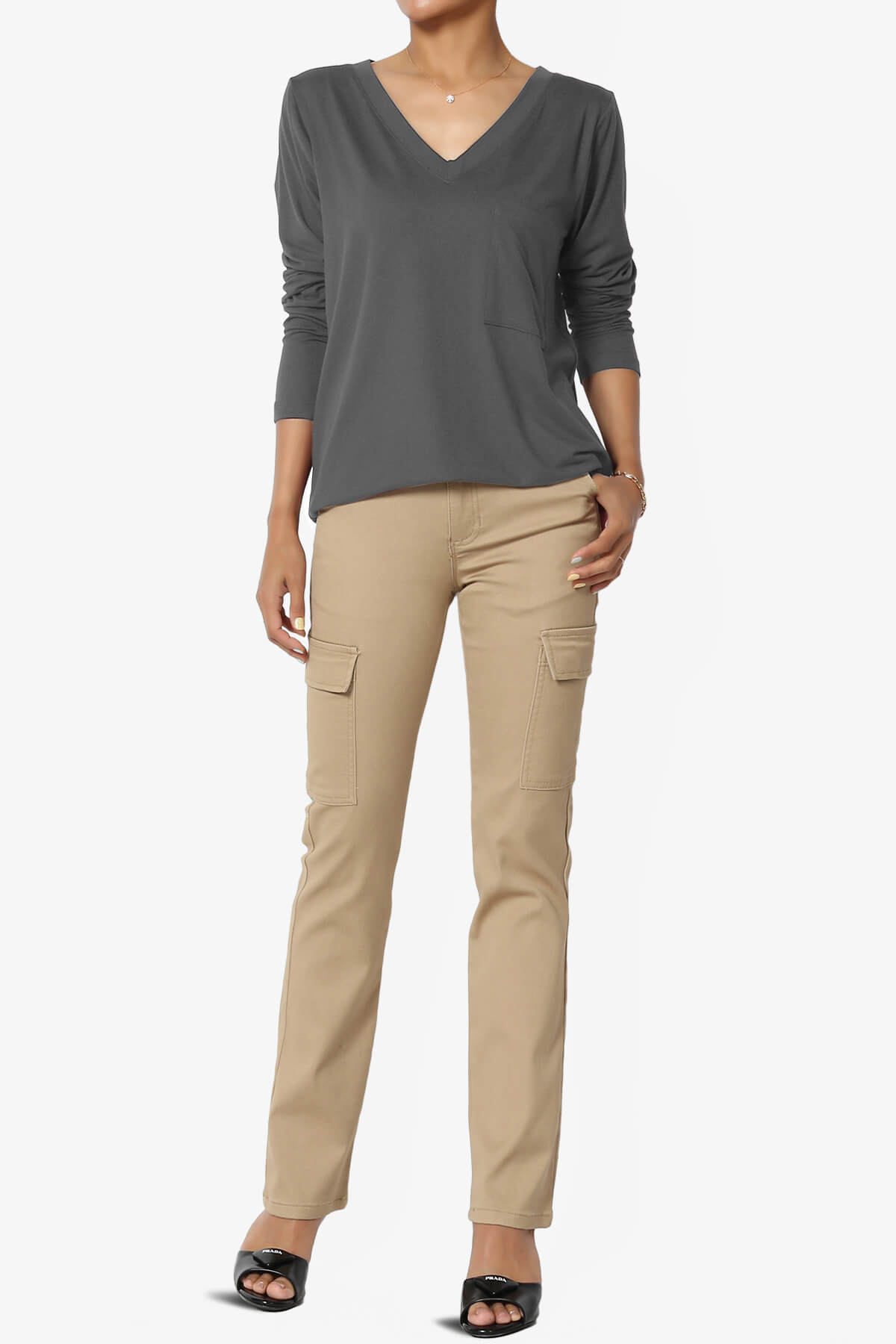 Susan Ultra Soft Chest Pocket Loose Fit T-Shirt ASH GREY_6